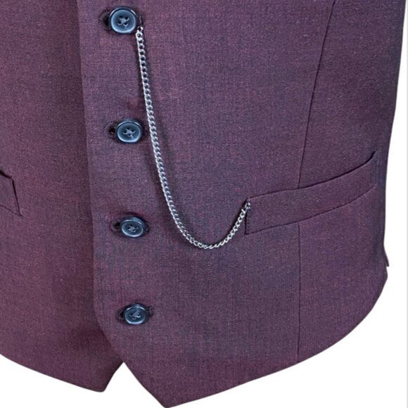 INC International Concepts Button-Down Waistcoat/Vest Sz S Burgundy 311L - Picture 6 of 9